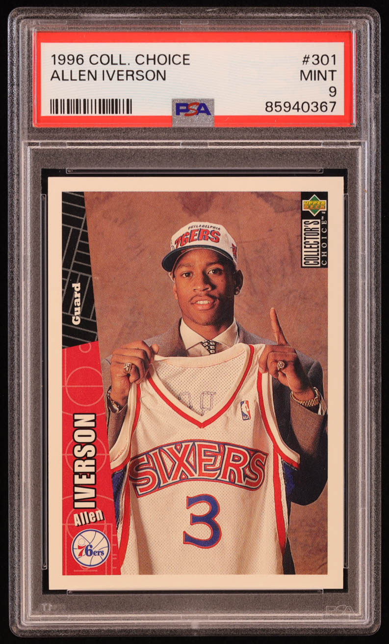 Allen Iverson 1996-97 Collector's Choice #301 RC (PSA 9) at PristineAuction.com Allen Iverson 1996-97 Collector's Choice #301 RC (PSA 9) at PristineAuction.com