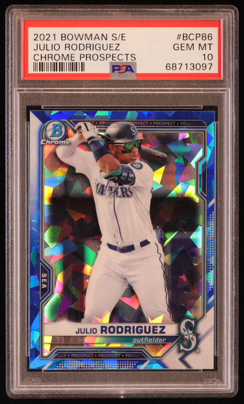 Julio Rodriguez 2021 Bowman Chrome Sapphire Prospects #BCP86 RC (PSA 10) at PristineAuction.com Julio Rodriguez 2021 Bowman Chrome Sapphire Prospects #BCP86 RC (PSA 10) at PristineAuction.com