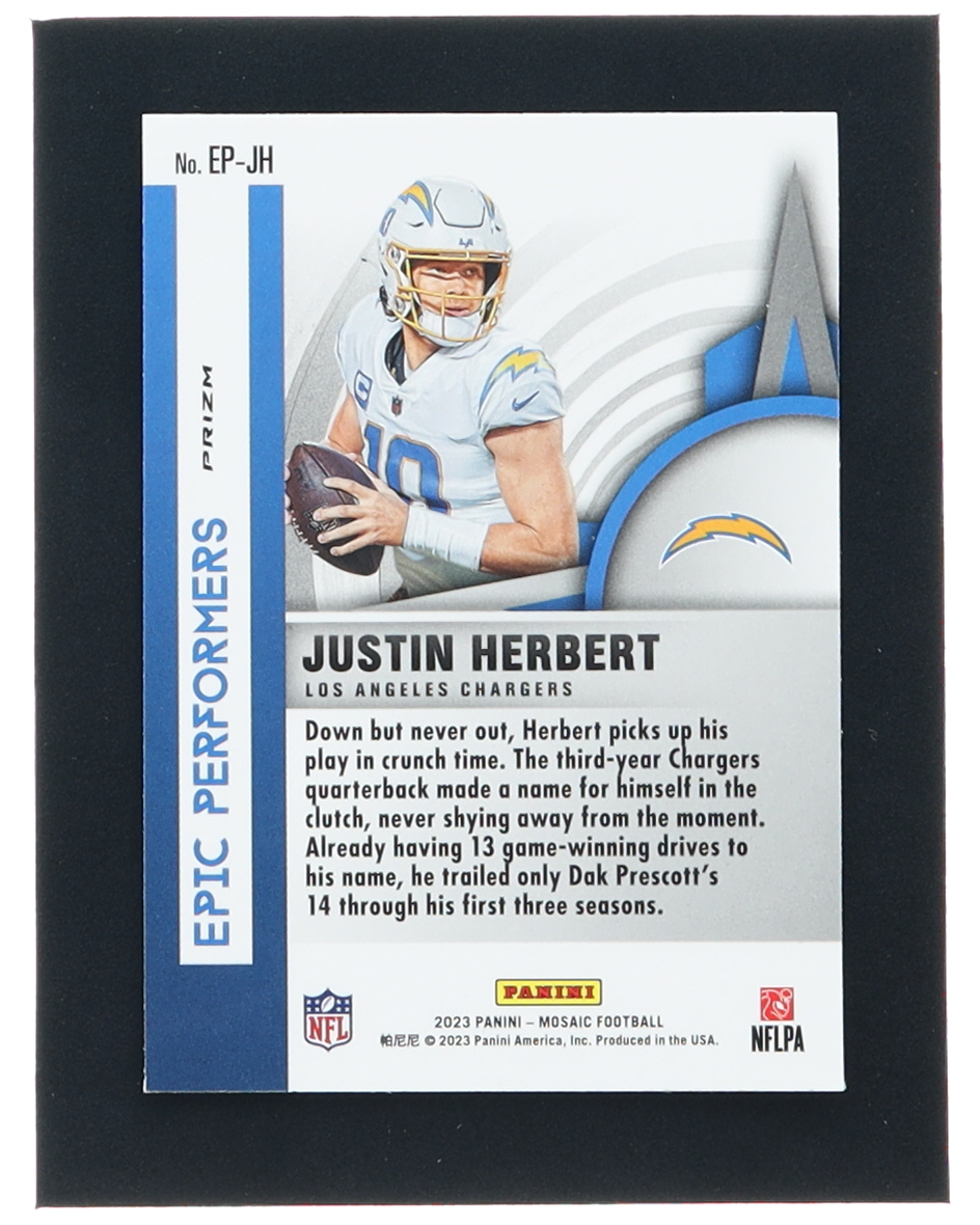 Justin Herbert 2023 Panini Mosaic Epic Performers Mosaic Green #9 at PristineAuction.com Justin Herbert 2023 Panini Mosaic Epic Performers Mosaic Green #9 at PristineAuction.com