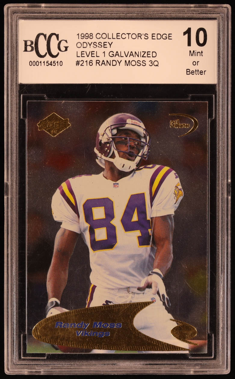 Randy Moss 1998 Collector's Edge Odyssey #216 3Q RC (BCCG 10) at PristineAuction.com Randy Moss 1998 Collector's Edge Odyssey #216 3Q RC (BCCG 10) at PristineAuction.com