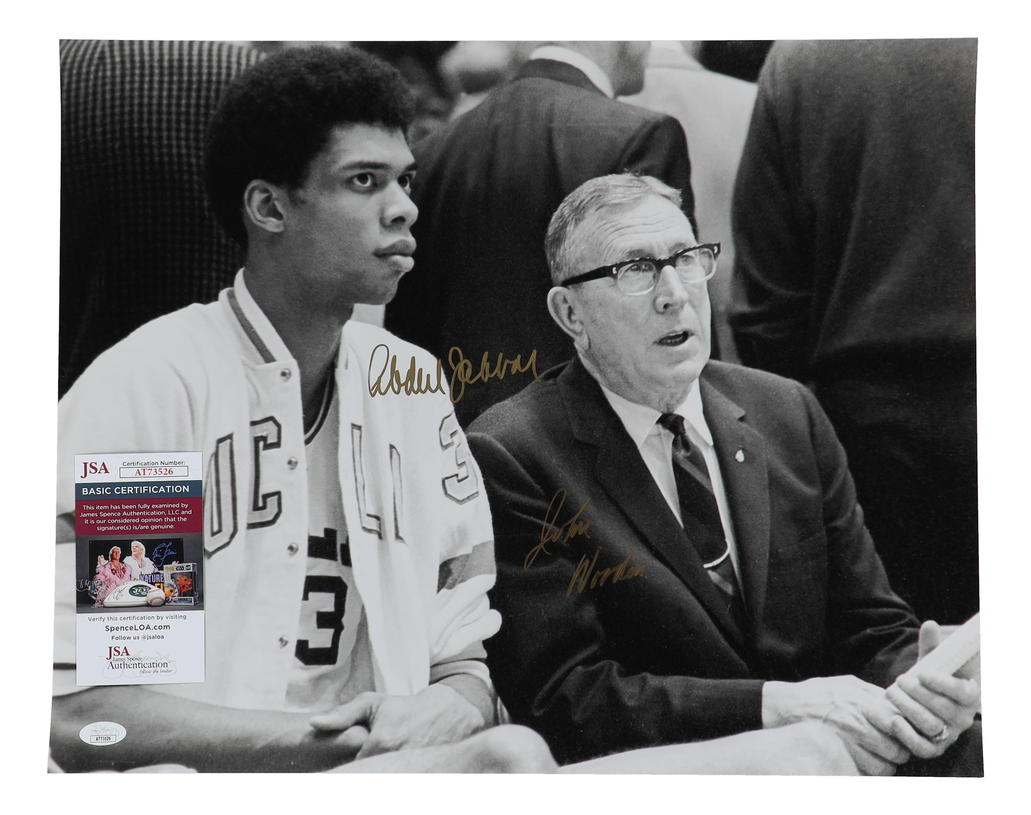 John Wooden & Kareem Abdul-Jabbar Signed UCLA Bruins 16x20 Photo (JSA) at PristineAuction.com John Wooden & Kareem Abdul-Jabbar Signed UCLA Bruins 16x20 Photo (JSA) at PristineAuction.com