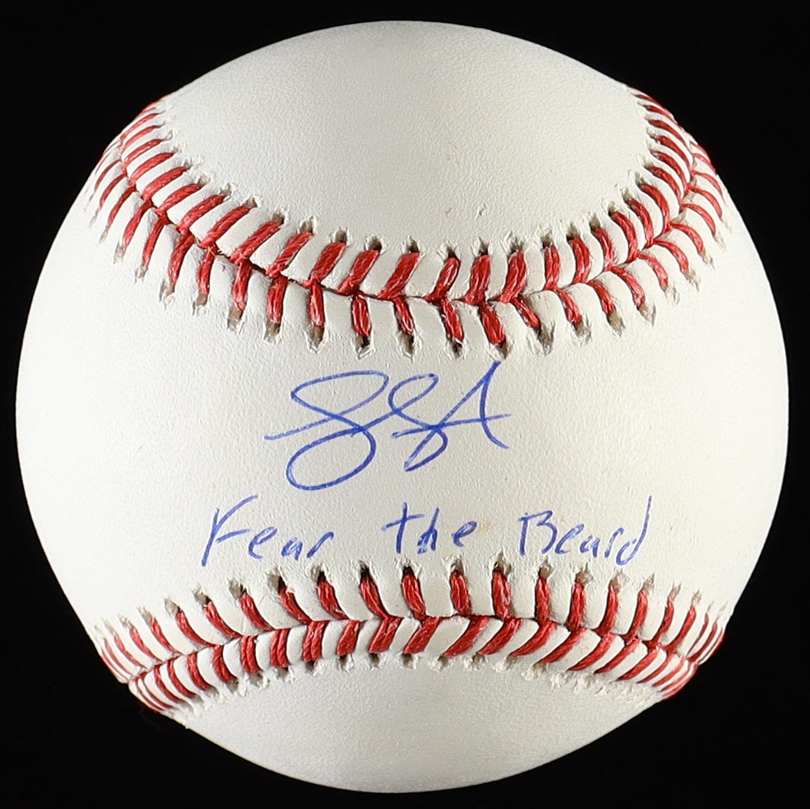Luis Guillorme Signed OML Baseball Inscribed "Fear The Beard" (JSA) at PristineAuction.com Luis Guillorme Signed OML Baseball Inscribed "Fear The Beard" (JSA) at PristineAuction.com