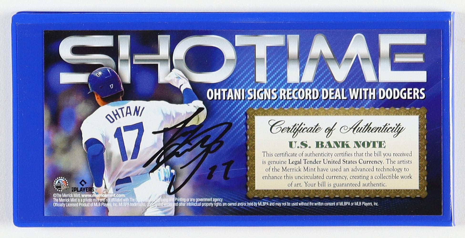 Shohei Ohtani Dodgers Genuine Legal Tender Colorized U.S. $2.00 Two Dollar Bill Commemorative Edition Bank Note in Presentation Folder at PristineAuction.com Shohei Ohtani Dodgers Genuine Legal Tender Colorized U.S. $2.00 Two Dollar Bill Commemorative Edition Bank Note in Presentation Folder at PristineAuction.com
