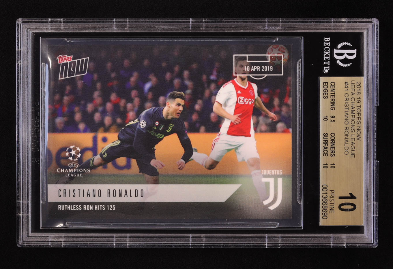 Cristiano Ronaldo 2018-19 Topps Now UEFA Champions League #41 (BGS 10) at PristineAuction.com Cristiano Ronaldo 2018-19 Topps Now UEFA Champions League #41 (BGS 10) at PristineAuction.com
