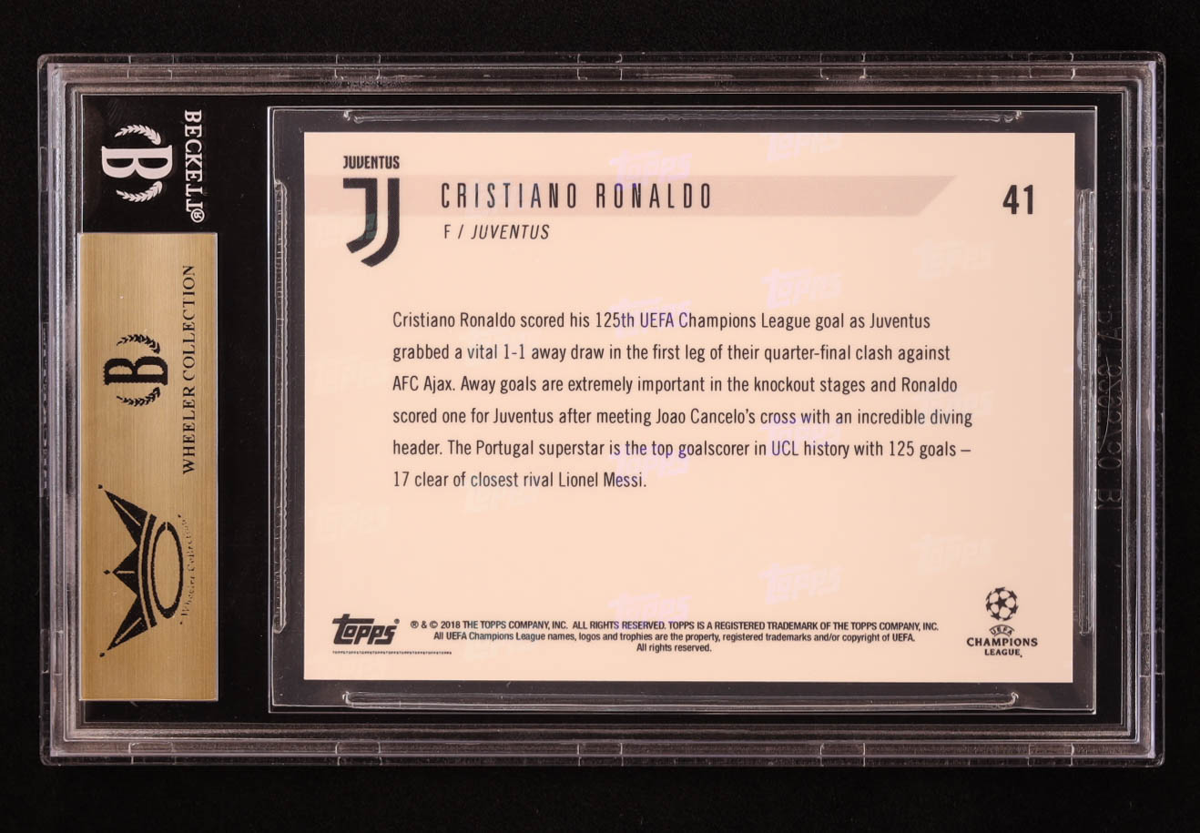Cristiano Ronaldo 2018-19 Topps Now UEFA Champions League #41 (BGS 10) at PristineAuction.com Cristiano Ronaldo 2018-19 Topps Now UEFA Champions League #41 (BGS 10) at PristineAuction.com