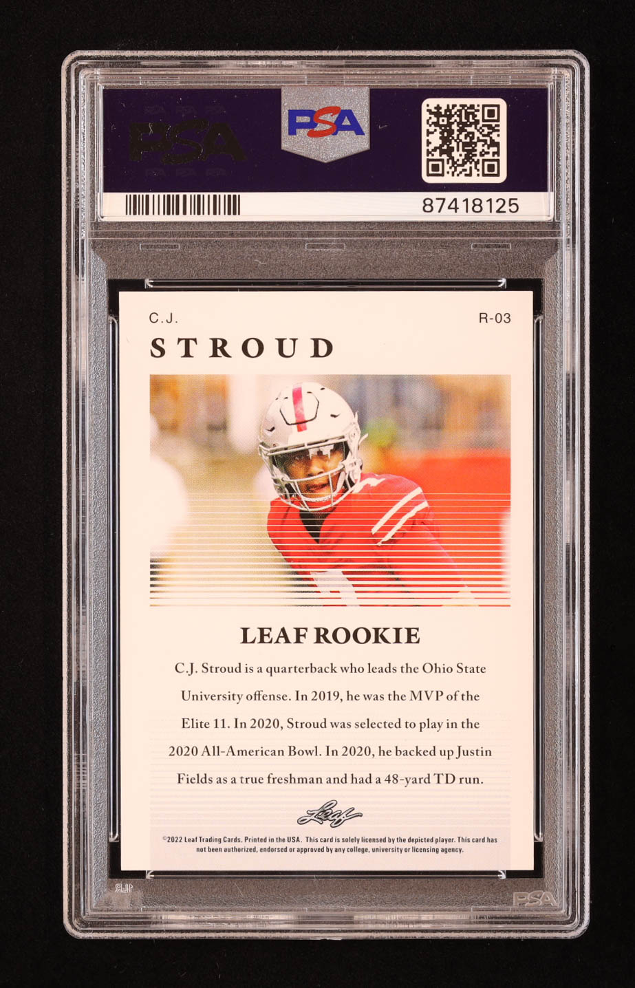 CJ Stroud 2022 Leaf Special Release Rookie #R03 RC (PSA 10) at PristineAuction.com CJ Stroud 2022 Leaf Special Release Rookie #R03 RC (PSA 10) at PristineAuction.com