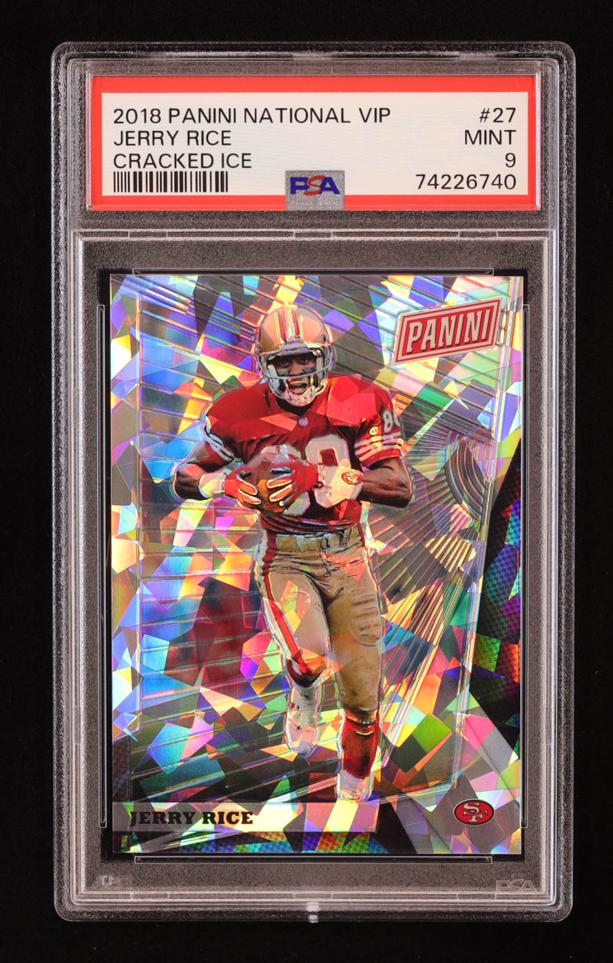 Jerry Rice 2018 Panini National Convention Gold VIP Prizm Cracked Ice #27 #41/50 (PSA 9) at PristineAuction.com Jerry Rice 2018 Panini National Convention Gold VIP Prizm Cracked Ice #27 #41/50 (PSA 9) at PristineAuction.com