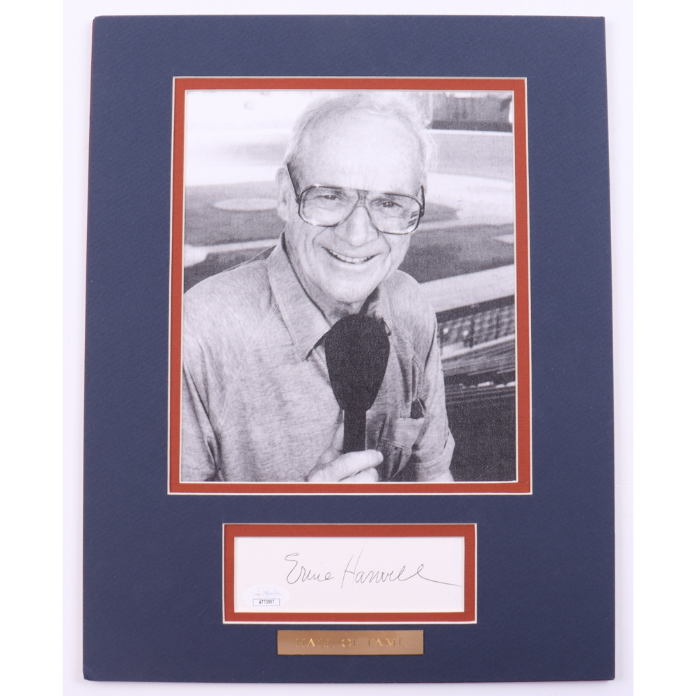 Ernie Harwell Signed 11x14 Custom Matted Cut Display (JSA) | Pristine