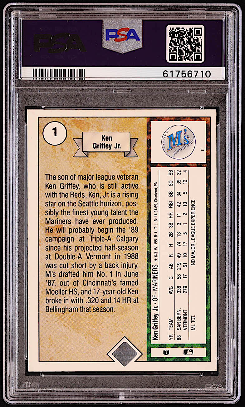 Ken Griffey Jr. 1989 Upper Deck #1 RC (PSA 6) at PristineAuction.com Ken Griffey Jr. 1989 Upper Deck #1 RC (PSA 6) at PristineAuction.com