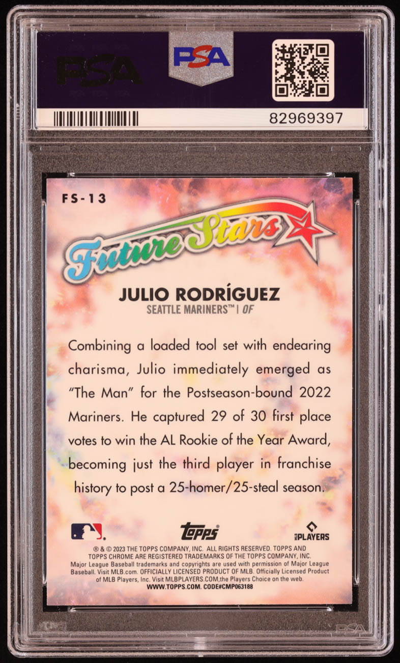 Julio Rodriguez 2023 Topps Chrome Future Stars #FS13 RC (PSA 10) at PristineAuction.com Julio Rodriguez 2023 Topps Chrome Future Stars #FS13 RC (PSA 10) at PristineAuction.com