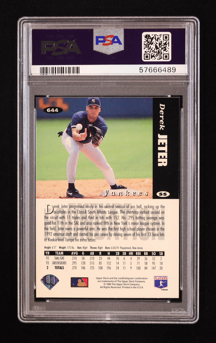 Derek Jeter 1994 Collector's Choice #644 RC (PSA 9) at PristineAuction.com Derek Jeter 1994 Collector's Choice #644 RC (PSA 9) at PristineAuction.com
