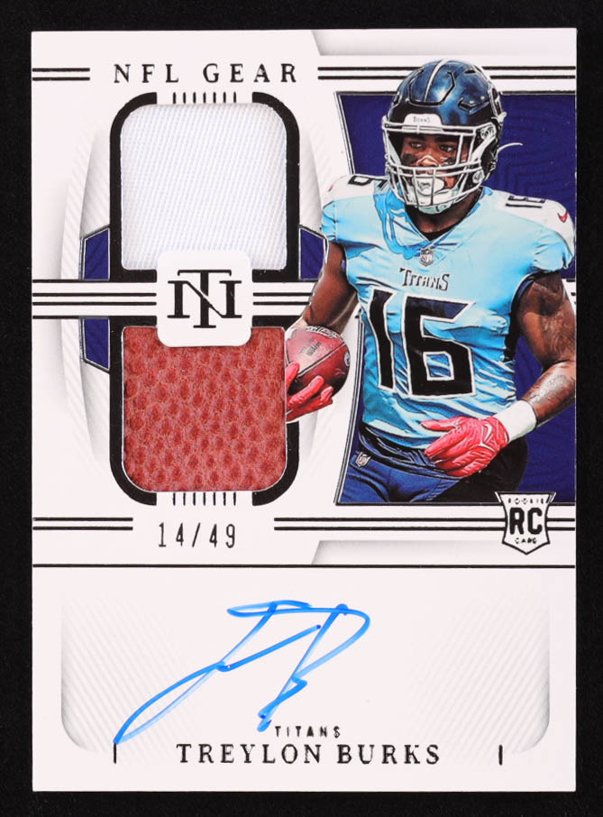 Treylon Burks 2022 Panini National Treasures Rookie NFL Gear Signature Combos #14 #14/49 at PristineAuction.com Treylon Burks 2022 Panini National Treasures Rookie NFL Gear Signature Combos #14 #14/49 at PristineAuction.com