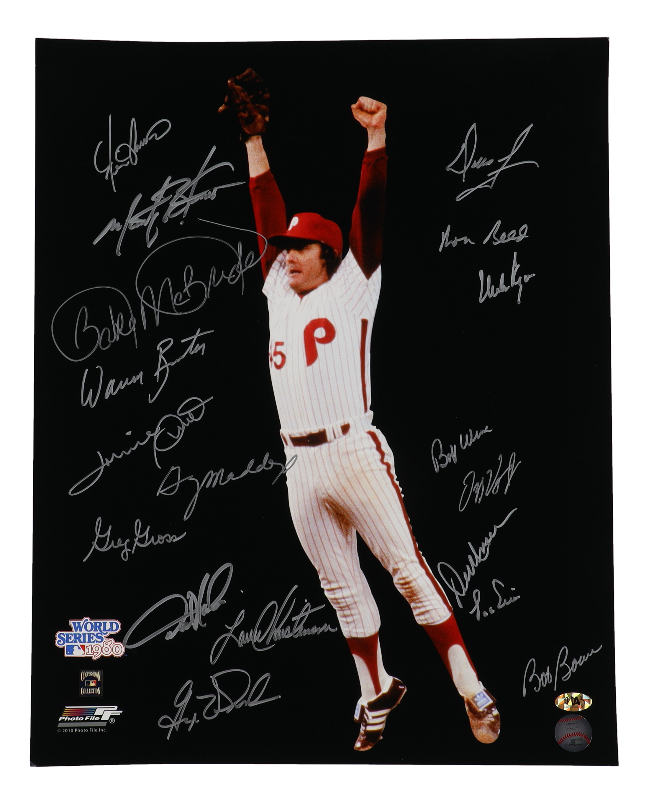 1980 Phillies "World Series Celebration" 16x20 Photo Signed by (18) with Bob Boone, Warren Brusstar, Marty Bystrom, Larry Christenson (MAB) at PristineAuction.com 1980 Phillies "World Series Celebration" 16x20 Photo Signed by (18) with Bob Boone, Warren Brusstar, Marty Bystrom, Larry Christenson (MAB) at PristineAuction.com