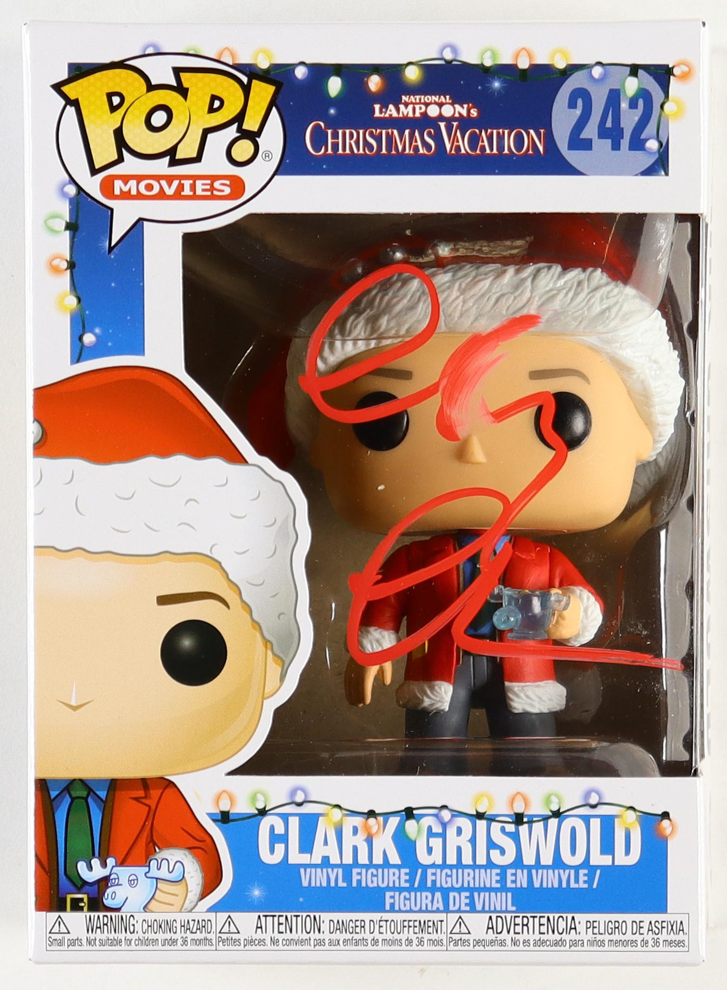 Chevy Chase Signed "National Lampoon's Christmas Vacation" #242 Clark Griswold Funko Pop! Vinyl Figure (JSA) (See Description) at PristineAuction.com Chevy Chase Signed "National Lampoon's Christmas Vacation" #242 Clark Griswold Funko Pop! Vinyl Figure (JSA) (See Description) at PristineAuction.com