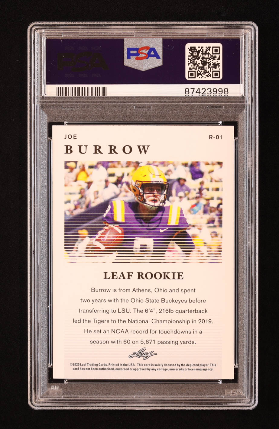 Joe Burrow 2020 Leaf Special Release Rookie #R01 RC (PSA 10) at PristineAuction.com Joe Burrow 2020 Leaf Special Release Rookie #R01 RC (PSA 10) at PristineAuction.com