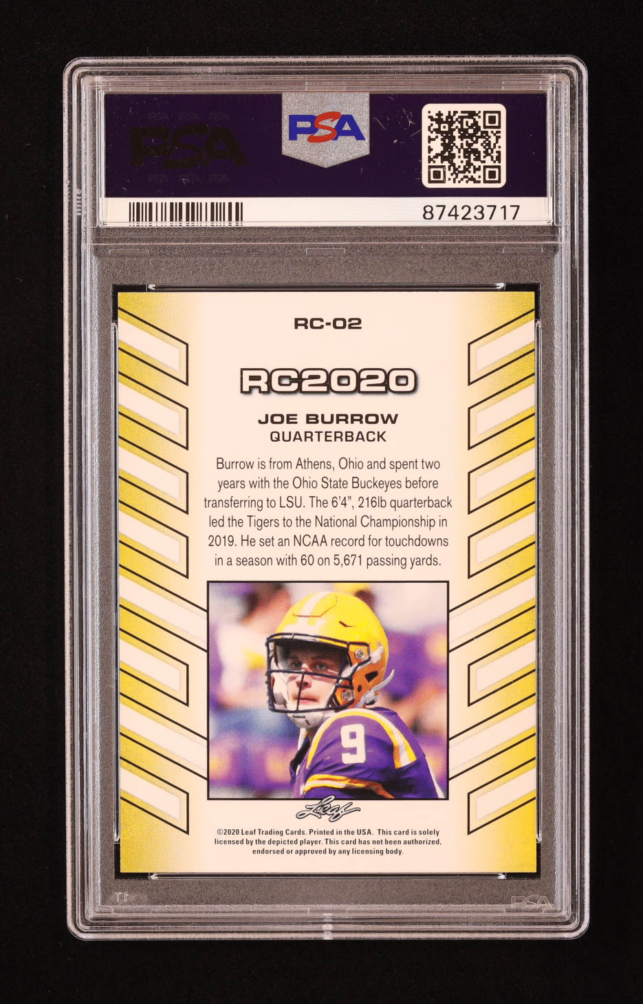 Joe Burrow 2020 Leaf Special Release RC Year #RC02 RC (PSA 10) at PristineAuction.com Joe Burrow 2020 Leaf Special Release RC Year #RC02 RC (PSA 10) at PristineAuction.com