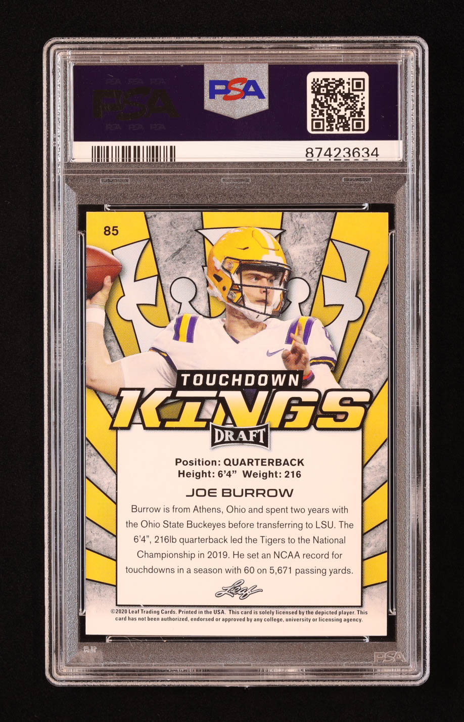 Joe Burrow 2020 Leaf Draft #85 TK RC (PSA 10) at PristineAuction.com Joe Burrow 2020 Leaf Draft #85 TK RC (PSA 10) at PristineAuction.com