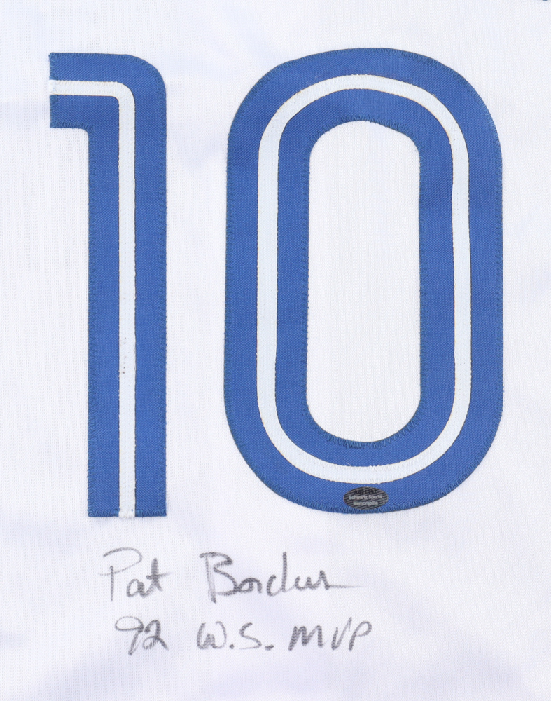 Pat Borders Signed Jersey Inscribed "92 WS MVP" (Schwartz) at PristineAuction.com Pat Borders Signed Jersey Inscribed "92 WS MVP" (Schwartz) at PristineAuction.com