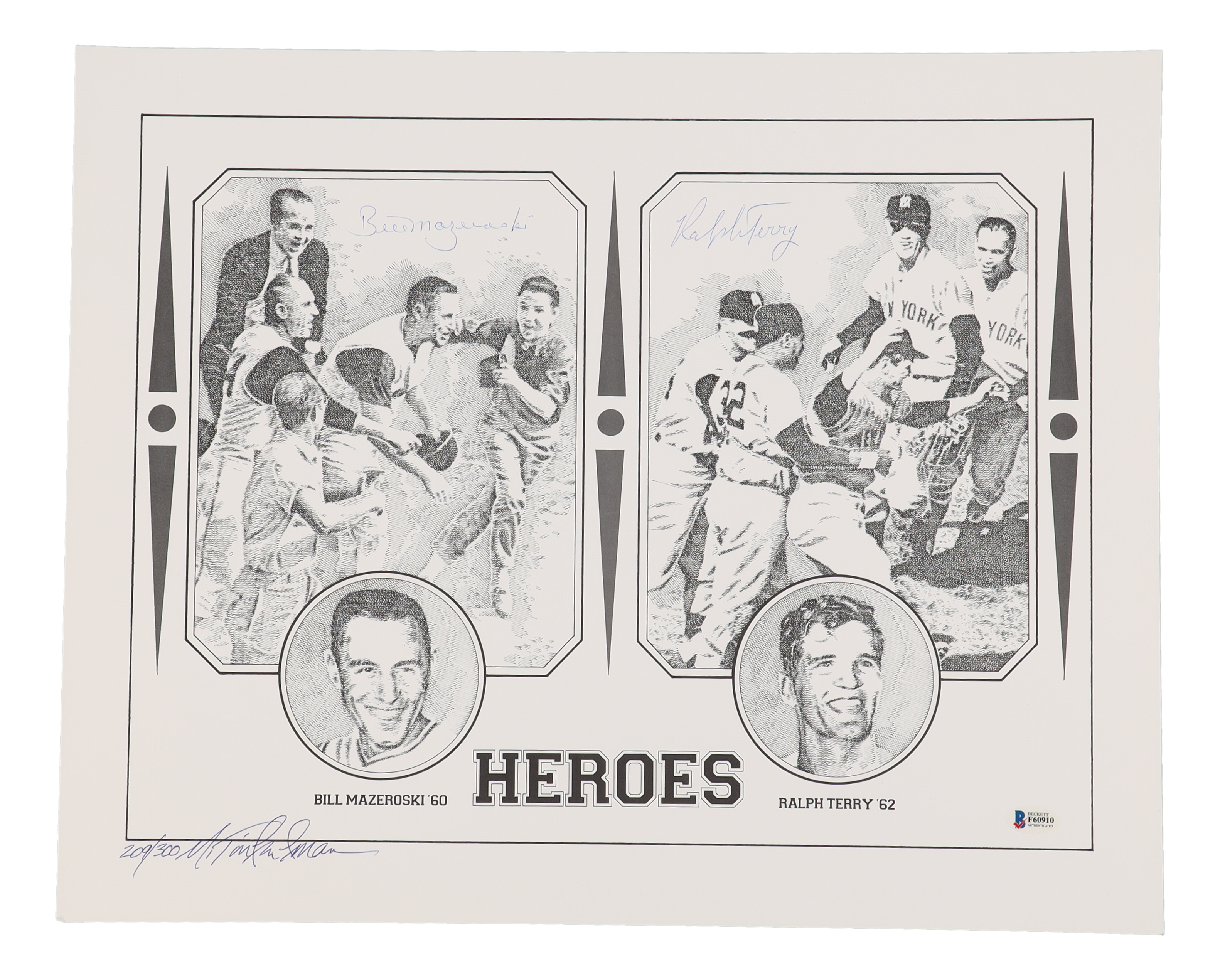 Bill Mazeroski & Ralph Terry Signed LE "Heroes" 16x20 Lithograph (Beckett) at PristineAuction.com Bill Mazeroski & Ralph Terry Signed LE "Heroes" 16x20 Lithograph (Beckett) at PristineAuction.com