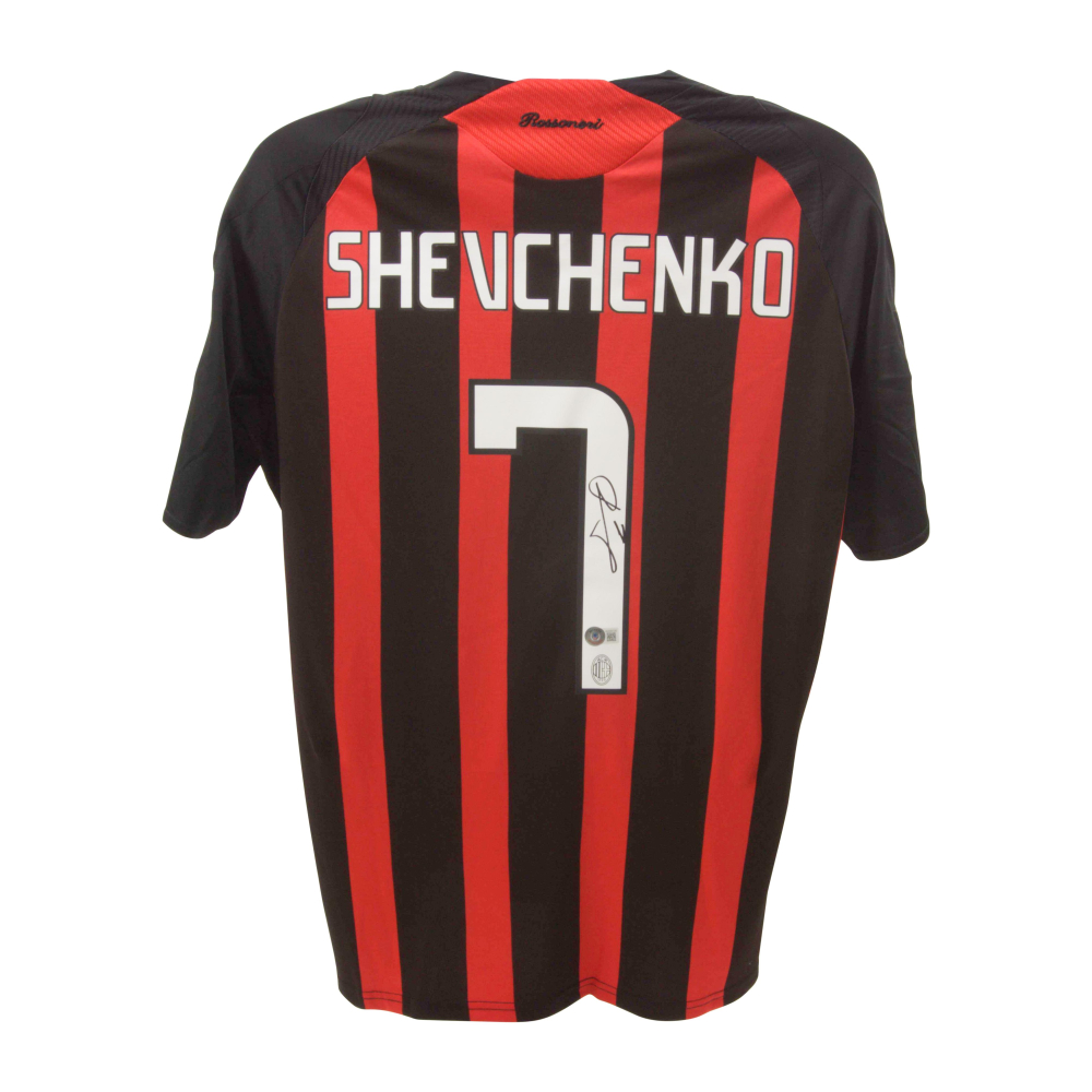 Framed Andriy Shevchenko Signed AC Milan Home Soccer Jersey #7 with Beckett COA