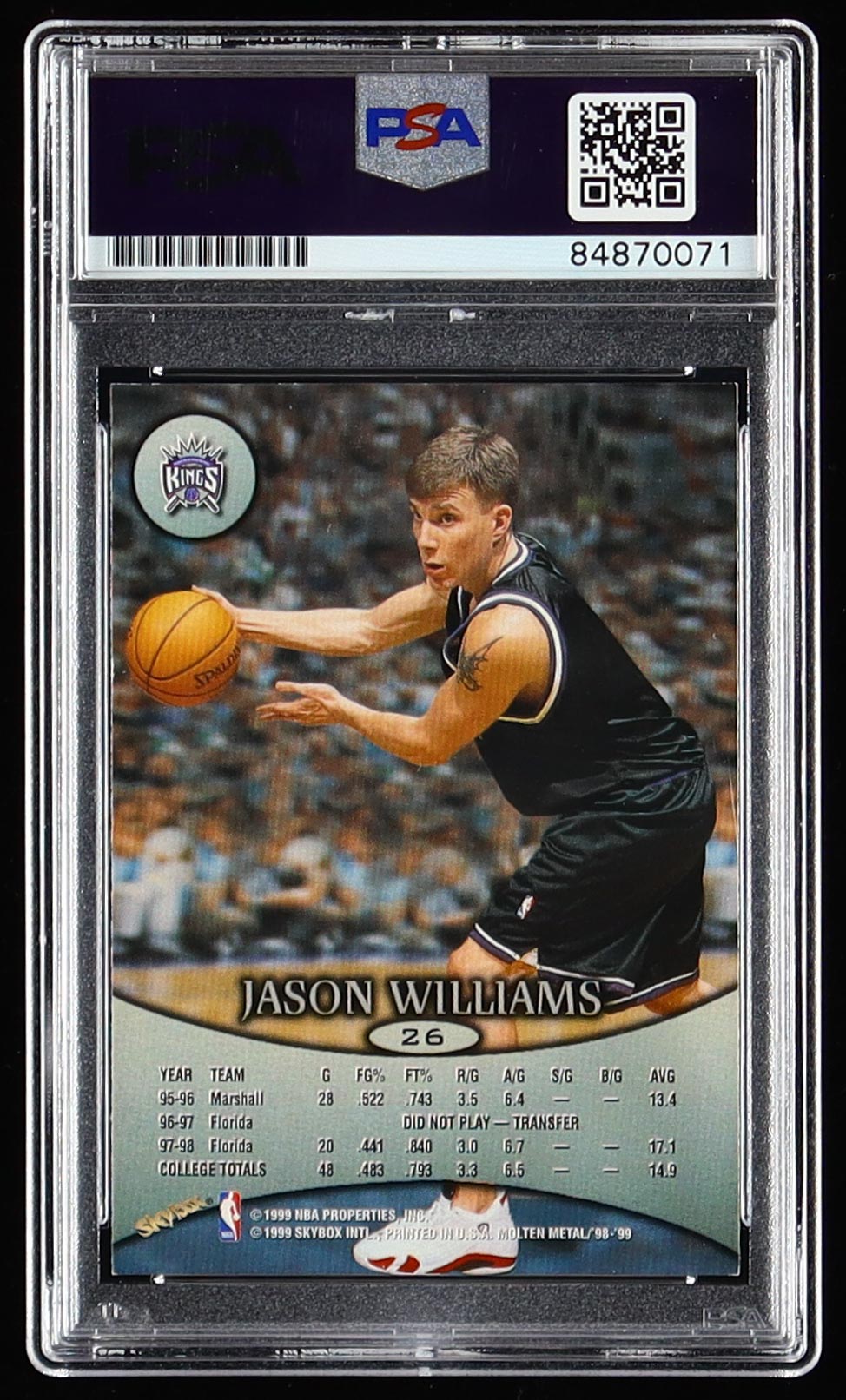 Jason Williams Signed 1998-99 SkyBox Molten Metal #26 RC (PSA | Auto 10) at PristineAuction.com Jason Williams Signed 1998-99 SkyBox Molten Metal #26 RC (PSA | Auto 10) at PristineAuction.com