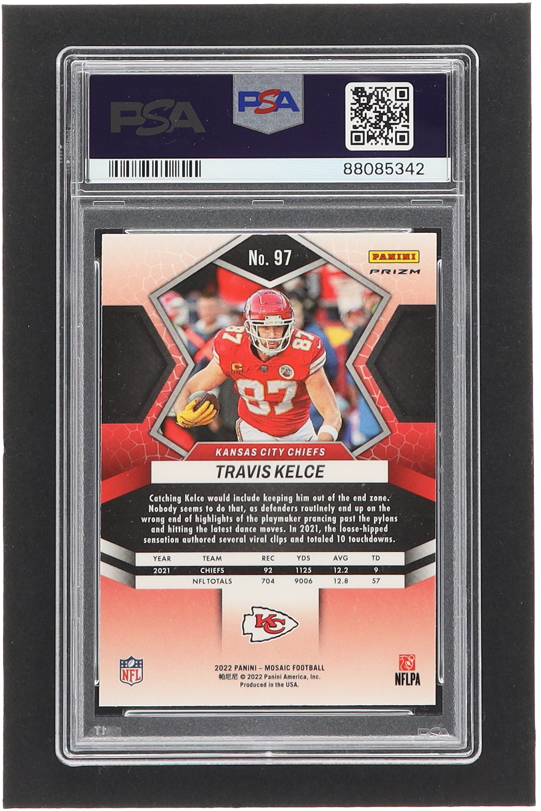 Travis Kelce 2022 Panini Mosaic Mosaic Reactive Orange #97 (PSA 10) at PristineAuction.com Travis Kelce 2022 Panini Mosaic Mosaic Reactive Orange #97 (PSA 10) at PristineAuction.com