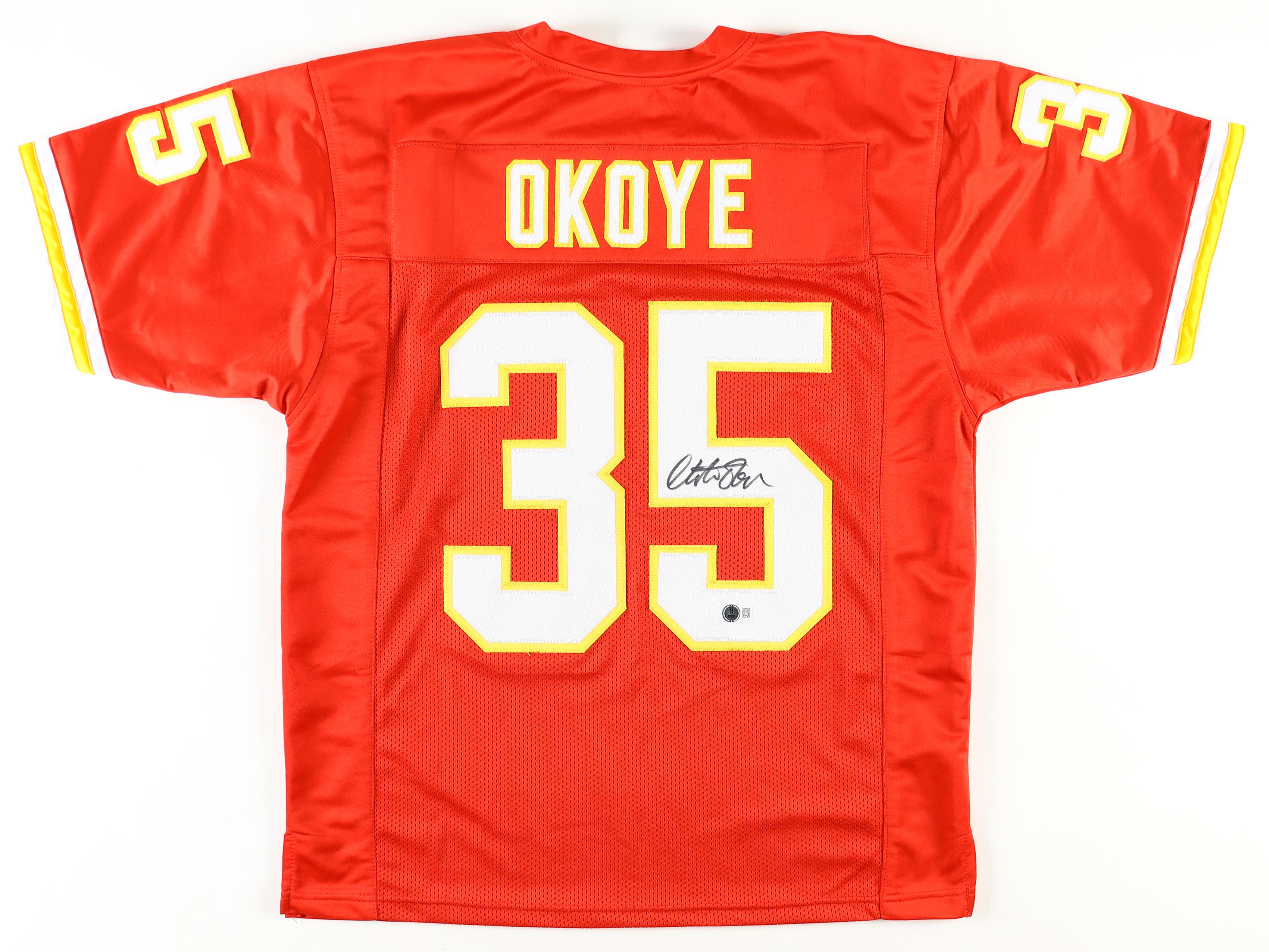 Christian Okoye Signed Jersey (Beckett) at PristineAuction.com Christian Okoye Signed Jersey (Beckett) at PristineAuction.com