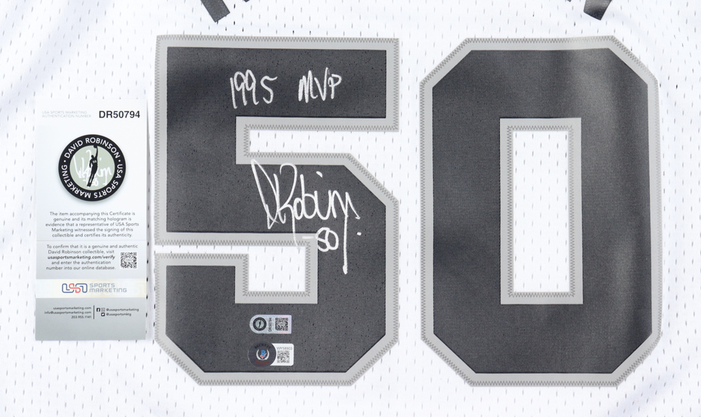 David Robinson Signed Spurs Jersey Inscribed "1995 MVP" (Beckett & Robinson) at PristineAuction.com David Robinson Signed Spurs Jersey Inscribed "1995 MVP" (Beckett & Robinson) at PristineAuction.com