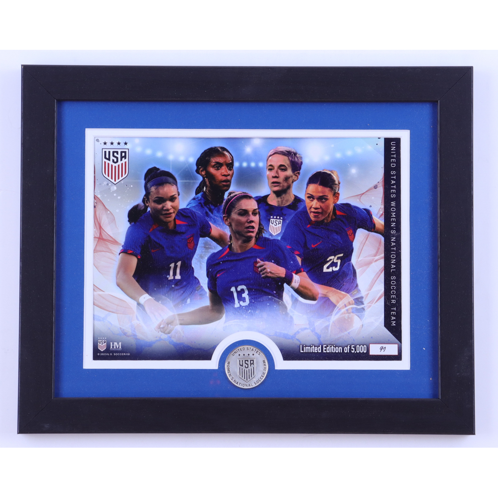 Women's National Soccer Team LE Custom Framed Photo Display With Silver Team Medallion at PristineAuction.com