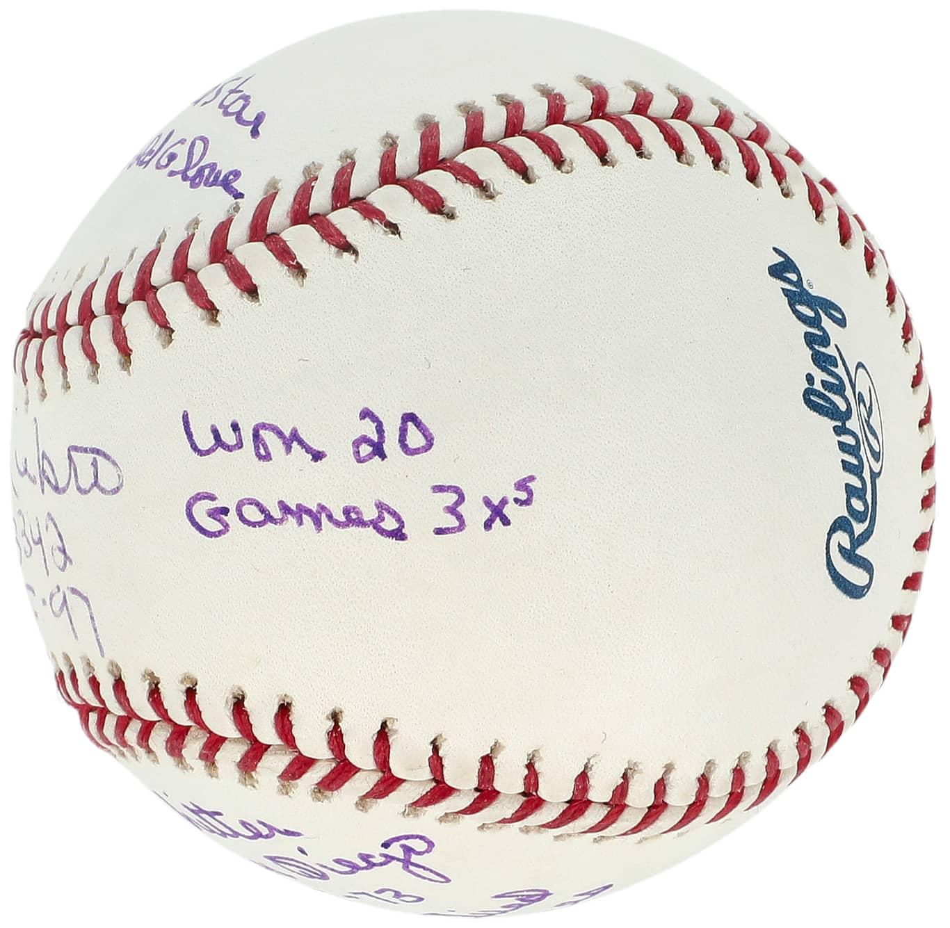 Phil Niekro Signed OML Baseball OML Baseball with (8) Career Stat Inscriptions (JSA) at PristineAuction.com Phil Niekro Signed OML Baseball OML Baseball with (8) Career Stat Inscriptions (JSA) at PristineAuction.com