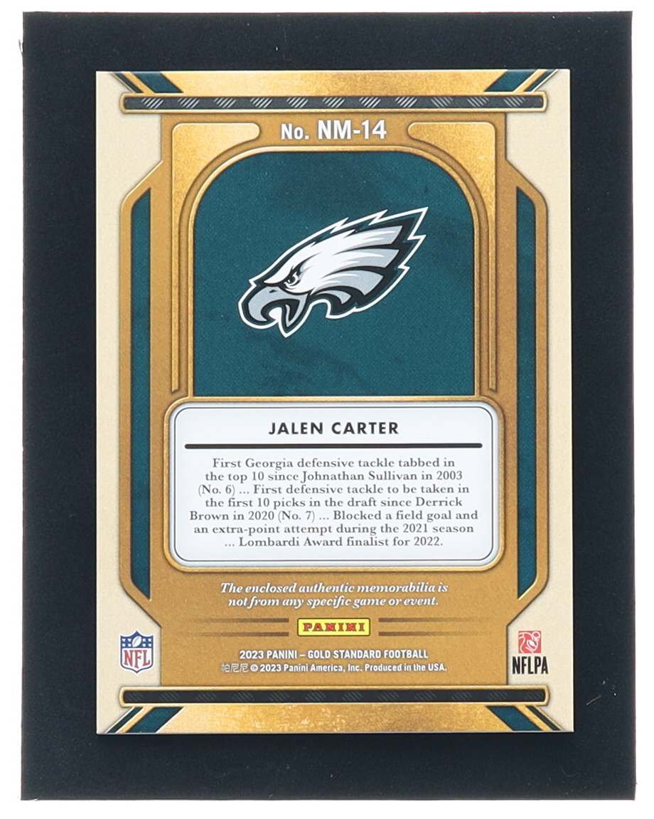 Jalen Carter 2023 Panini Gold Standard Newly Minted Memorabilia #14 RC #272/399 at PristineAuction.com Jalen Carter 2023 Panini Gold Standard Newly Minted Memorabilia #14 RC #272/399 at PristineAuction.com