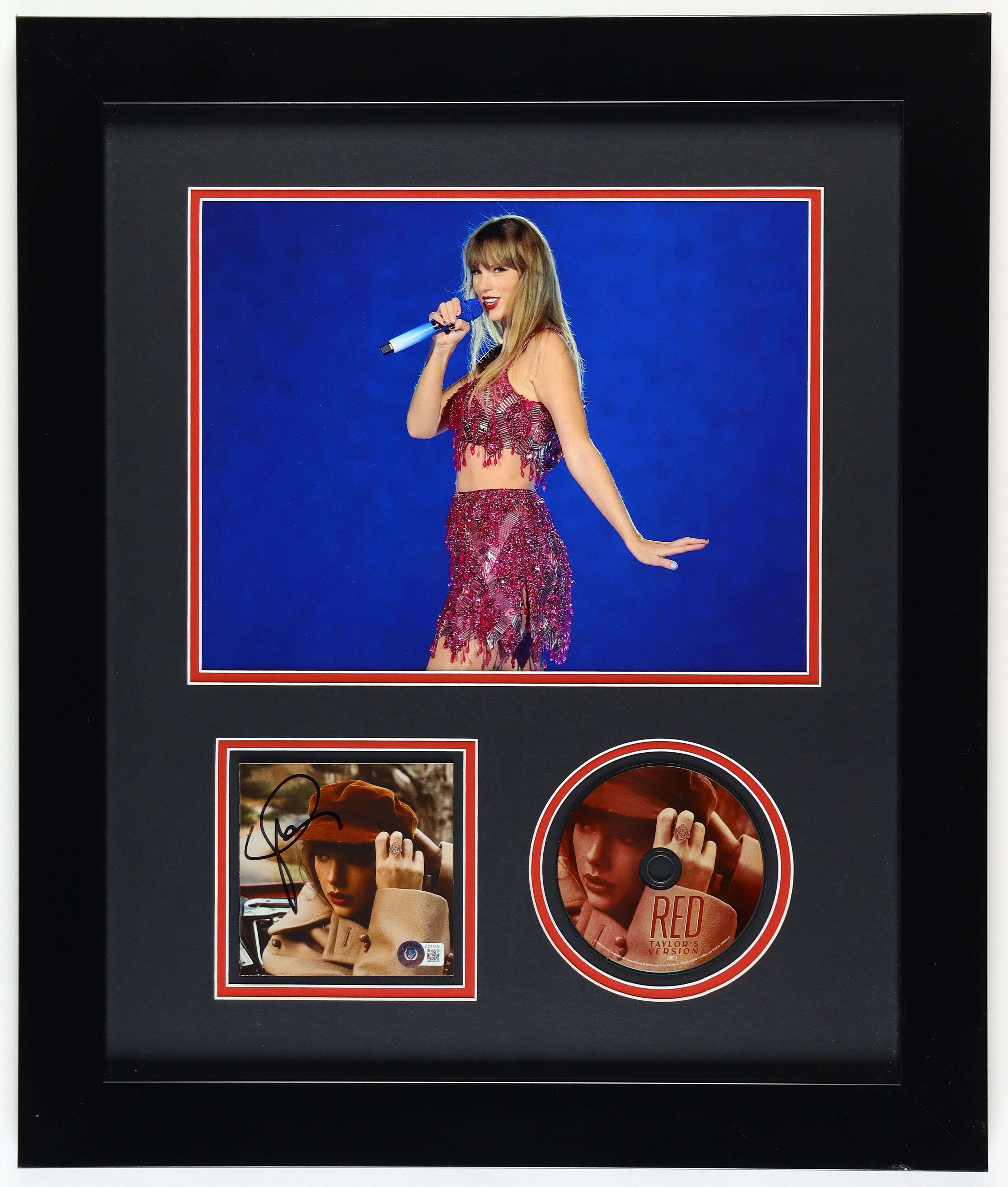 Taylor Swift Signed Custom Framed "Red: Taylor's Version" CD Album Insert Display With Disc (Beckett) at PristineAuction.com Taylor Swift Signed Custom Framed "Red: Taylor's Version" CD Album Insert Display With Disc (Beckett) at PristineAuction.com