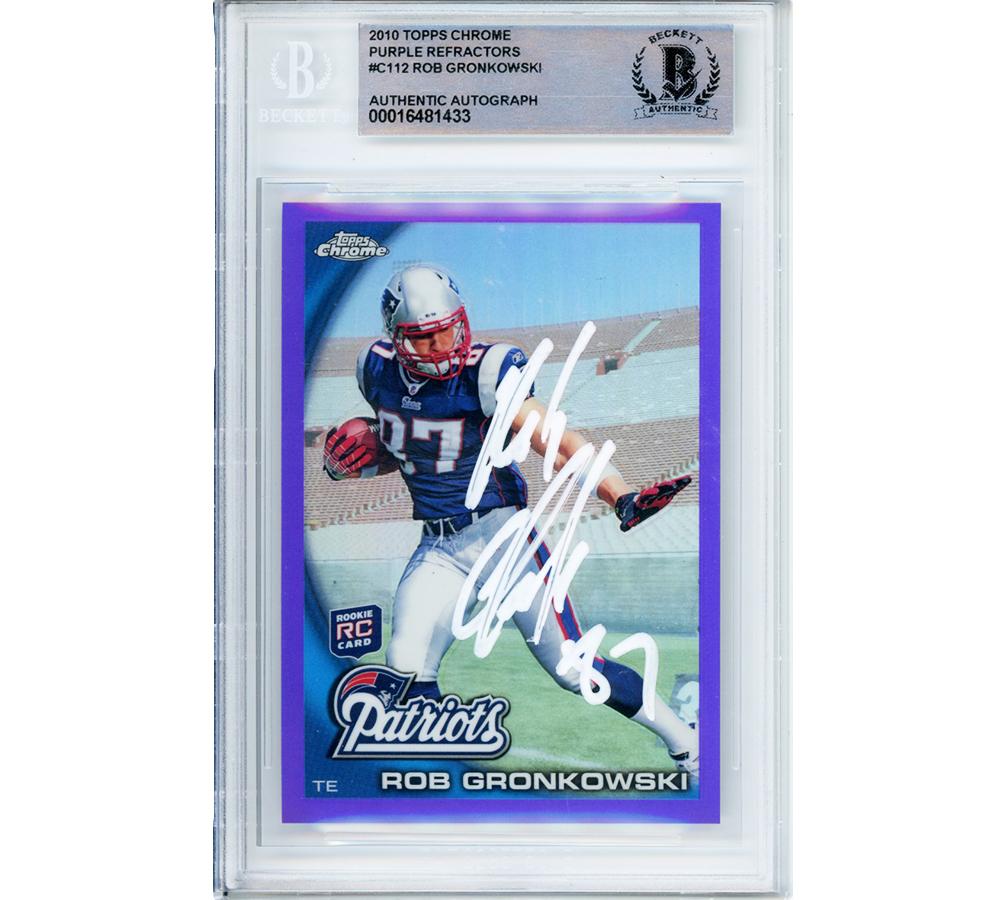 Rob Gronkowski Signed 2010 Topps Chrome Purple Refractors #C112 RC (BGS) at PristineAuction.com Rob Gronkowski Signed 2010 Topps Chrome Purple Refractors #C112 RC (BGS) at PristineAuction.com