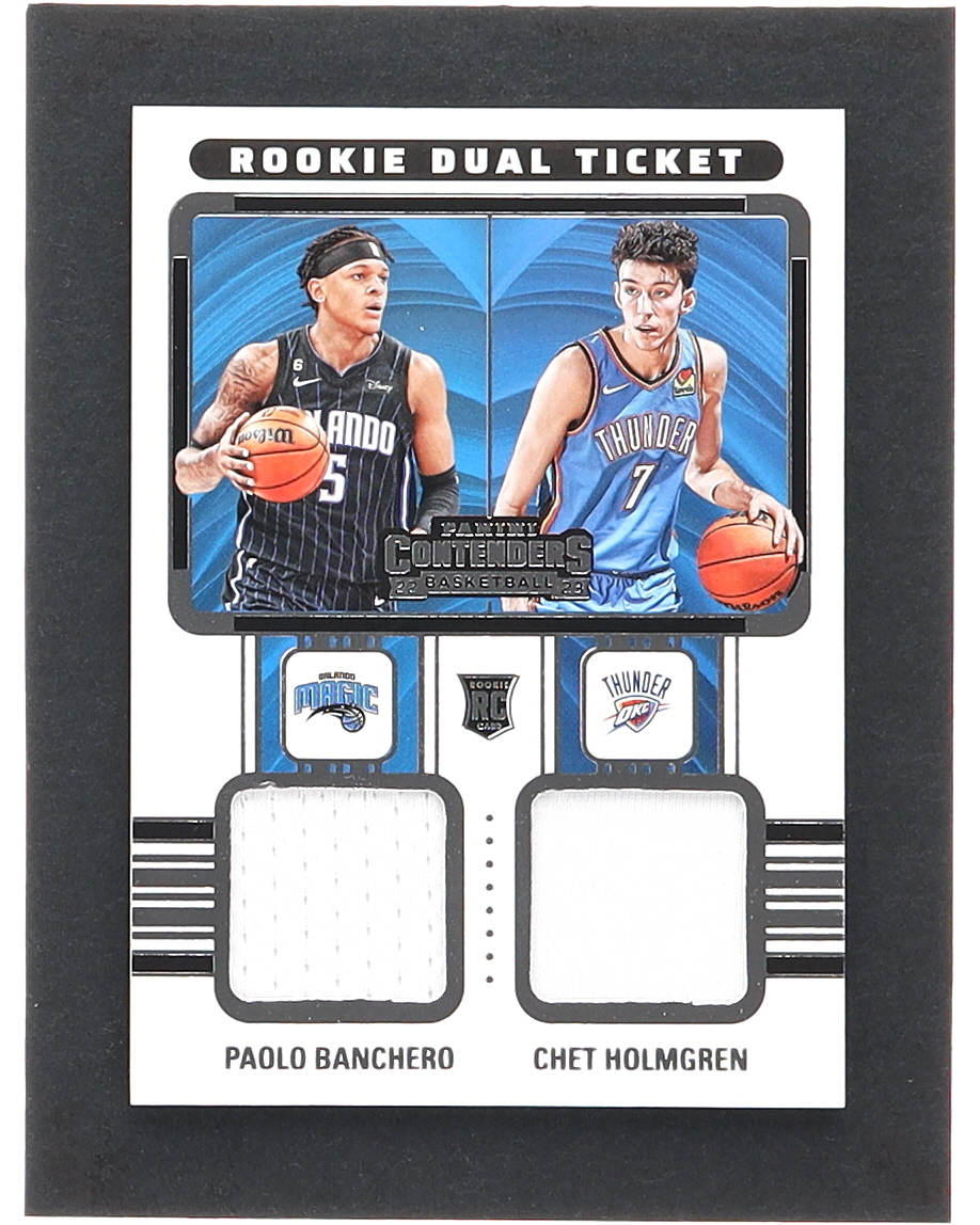Chet Holmgren / Paolo Banchero 2022-23 Panini Contenders Rookie Ticket Dual Swatches #5 RC at PristineAuction.com Chet Holmgren / Paolo Banchero 2022-23 Panini Contenders Rookie Ticket Dual Swatches #5 RC at PristineAuction.com