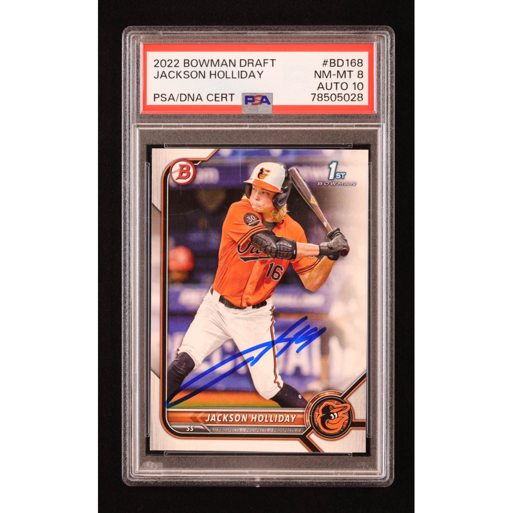Jackson Holliday Bowman Draft Rookie Card 2022 Bowman Draft #BD-168 - Graded PSA 10 Gem Mint (Paper) Jackson Holliday Rookie Card
