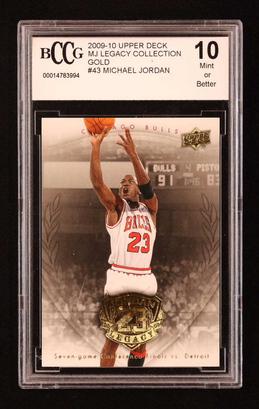 Michael Jordan 2009-10 Upper Deck Michael Jordan Legacy Collection Gold #43 (BCCG 10) at PristineAuction.com Michael Jordan 2009-10 Upper Deck Michael Jordan Legacy Collection Gold #43 (BCCG 10) at PristineAuction.com