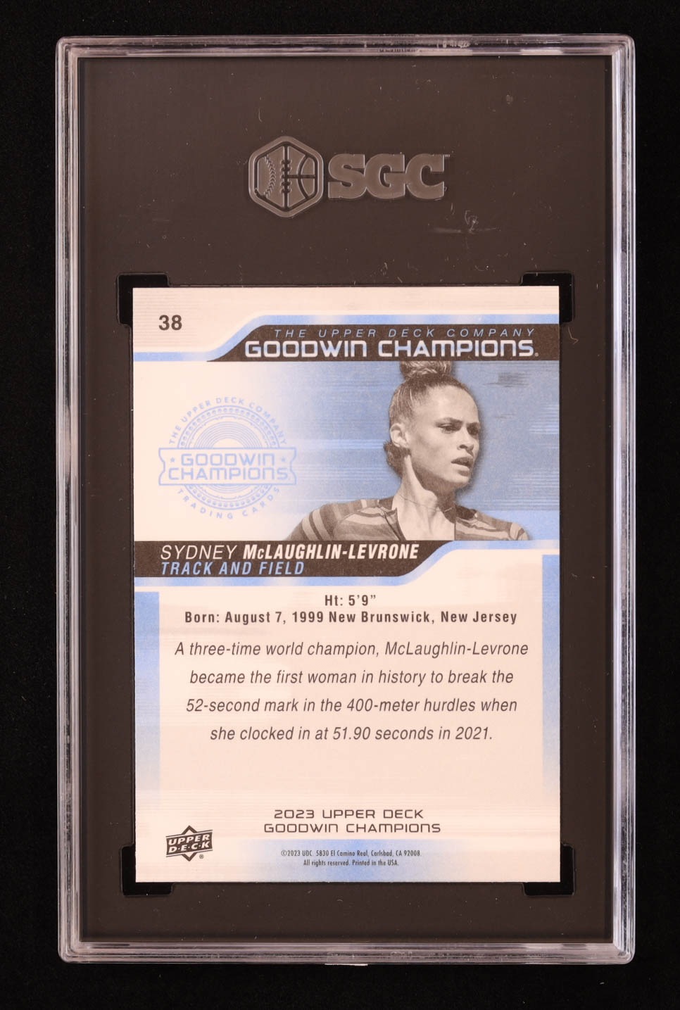 Sydney McLaughlin-Levrone 2023 Upper Deck Goodwin Champions #38 (SGC 9.5) at PristineAuction.com Sydney McLaughlin-Levrone 2023 Upper Deck Goodwin Champions #38 (SGC 9.5) at PristineAuction.com