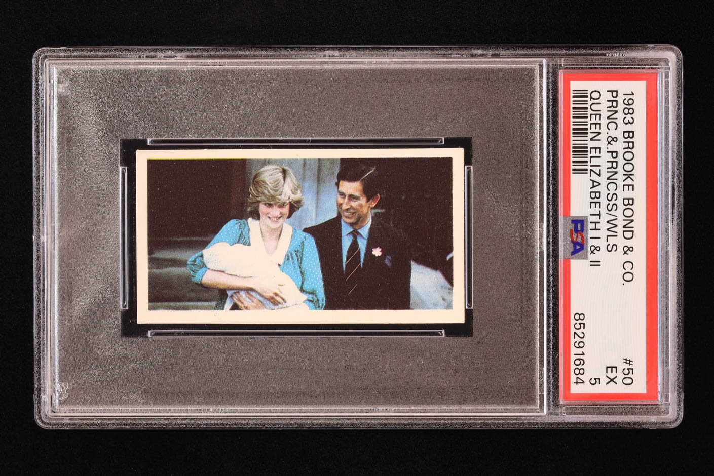 The Prince and Princess of Wales 1982 Brooke Bond Queen Elizabeth I and II #50 (PSA 5) at PristineAuction.com The Prince and Princess of Wales 1982 Brooke Bond Queen Elizabeth I and II #50 (PSA 5) at PristineAuction.com