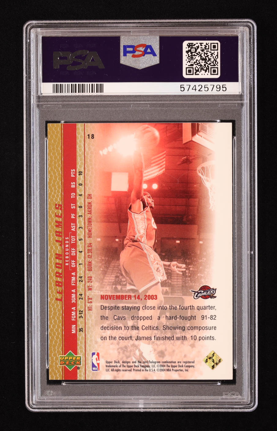 LeBron James 2003-04 Upper Deck Phenomenal Beginning LeBron James Gold #18 RC (PSA 9) at PristineAuction.com LeBron James 2003-04 Upper Deck Phenomenal Beginning LeBron James Gold #18 RC (PSA 9) at PristineAuction.com