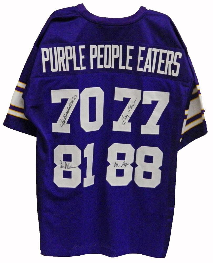 Custom Sewn Stitched Gary Larsen Purple Jersey - Minnesota Vikings Style - Adult Sizes M To 2XL
