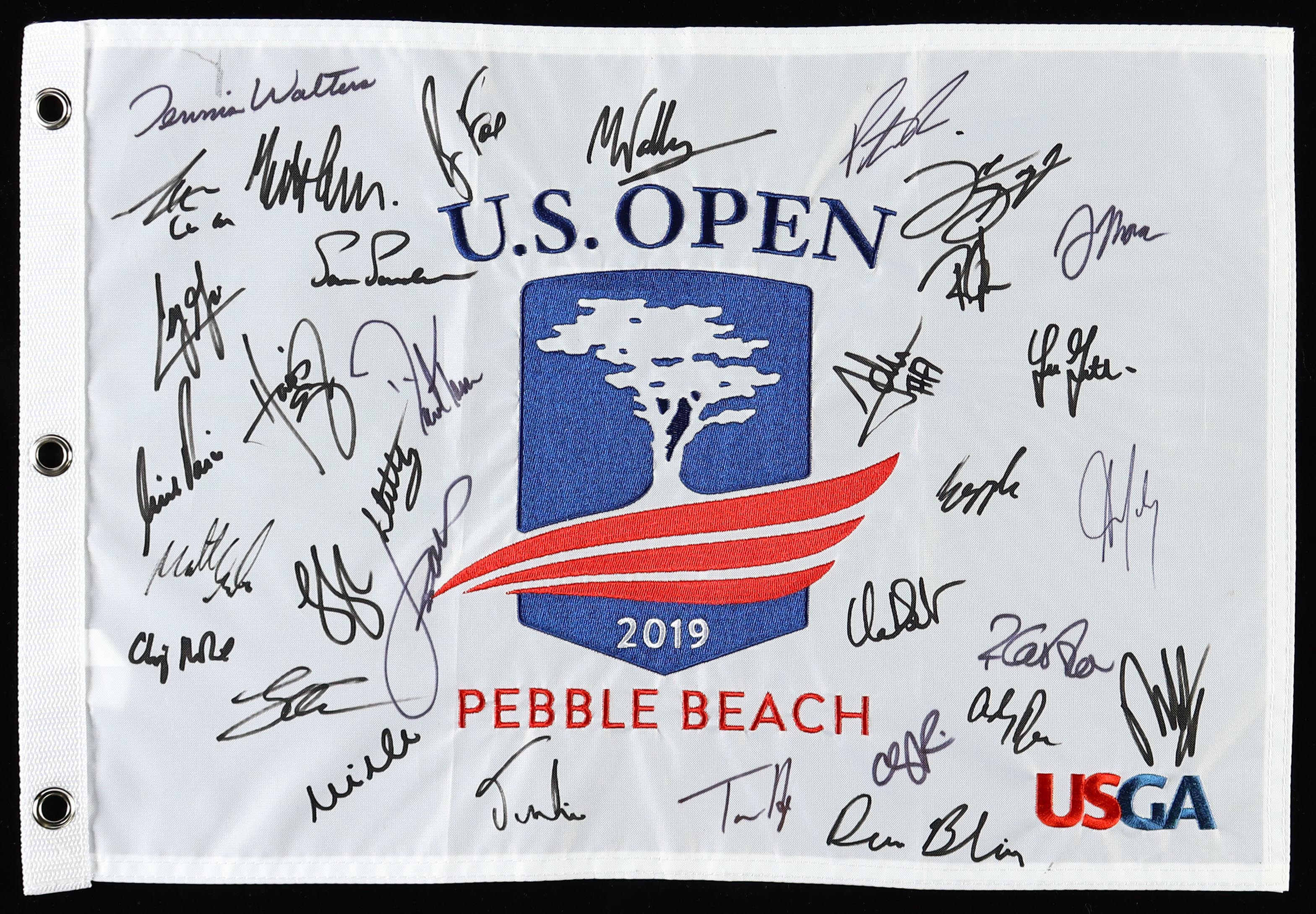 2019 U.S. Open Golf Pin Flag Signed by (33) With Ryan Fox, Justin Thomas, Harris English, Lucas Glover (JSA) at PristineAuction.com 2019 U.S. Open Golf Pin Flag Signed by (33) With Ryan Fox, Justin Thomas, Harris English, Lucas Glover (JSA) at PristineAuction.com