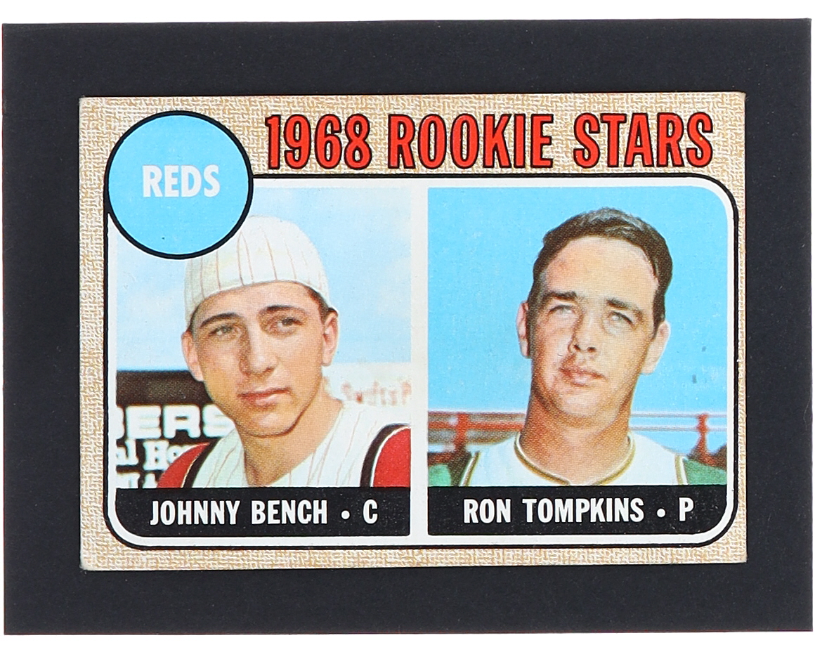 Johnny Bench / Ron Tompkins 1968 Topps #247A Rookie Stars RC at PristineAuction.com Johnny Bench / Ron Tompkins 1968 Topps #247A Rookie Stars RC at PristineAuction.com