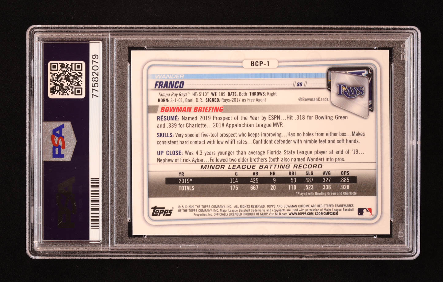 Wander Franco 2020 Bowman Chrome Prospects #BCP1 RC (PSA 9) at PristineAuction.com Wander Franco 2020 Bowman Chrome Prospects #BCP1 RC (PSA 9) at PristineAuction.com