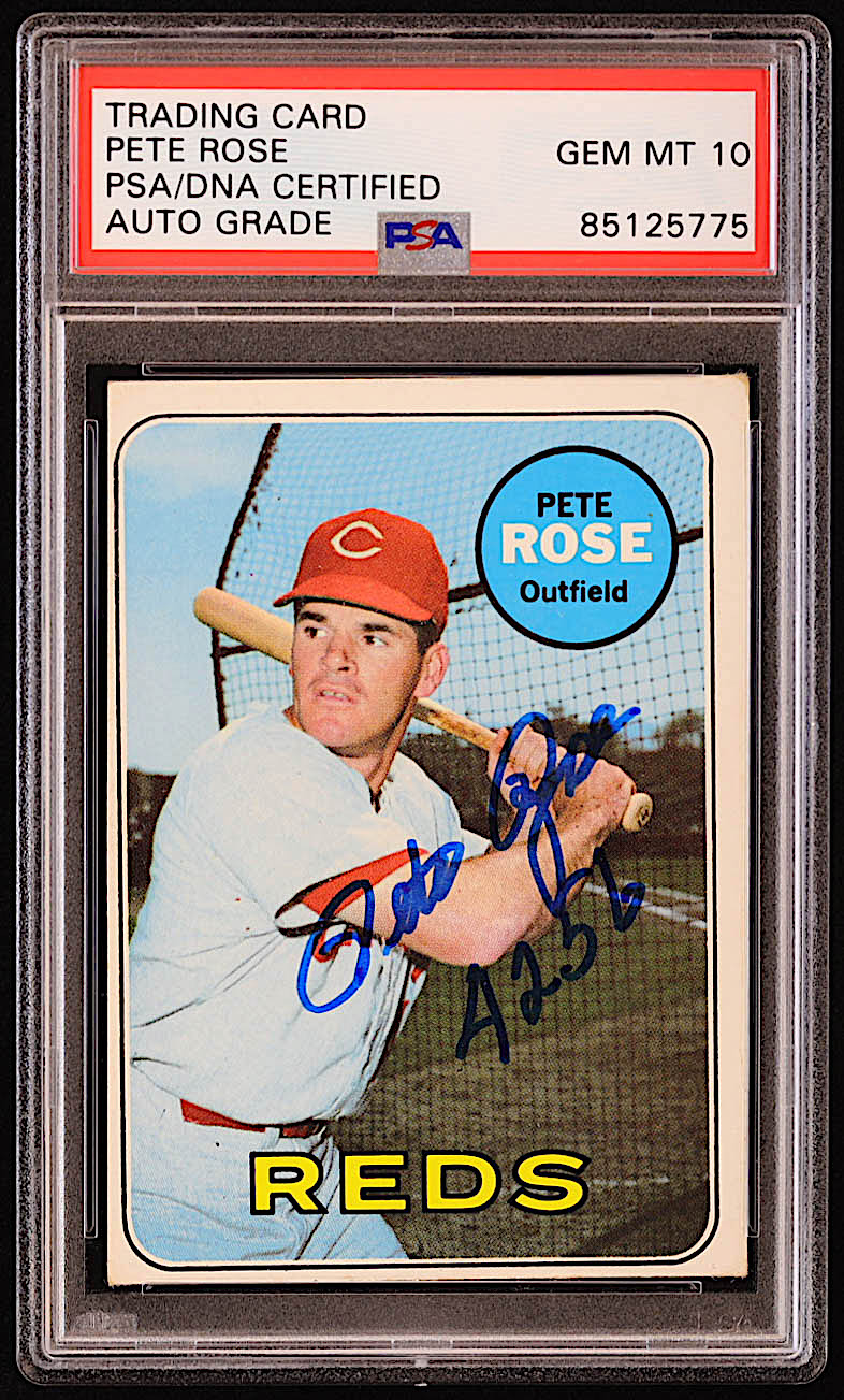 Pete Rose Signed 1969 Topps #120 Inscribed "4256" (PSA | Autograph Graded 10) at PristineAuction.com Pete Rose Signed 1969 Topps #120 Inscribed "4256" (PSA | Autograph Graded 10) at PristineAuction.com