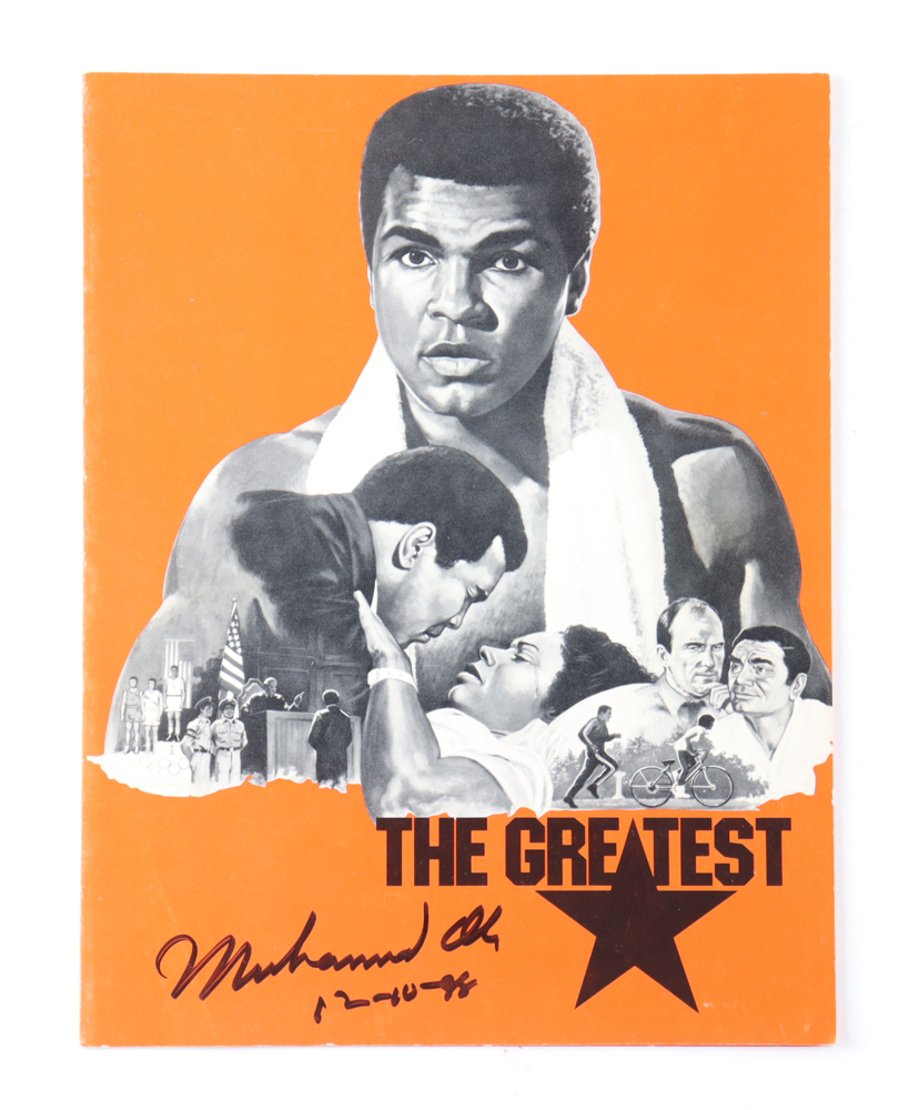 Muhammad Ali Signed 1977 "The Greatest" 8x11 Original Cast & Crew Screening Program Inscribed "12-10-88" (JSA) at PristineAuction.com Muhammad Ali Signed 1977 "The Greatest" 8x11 Original Cast & Crew Screening Program Inscribed "12-10-88" (JSA) at PristineAuction.com