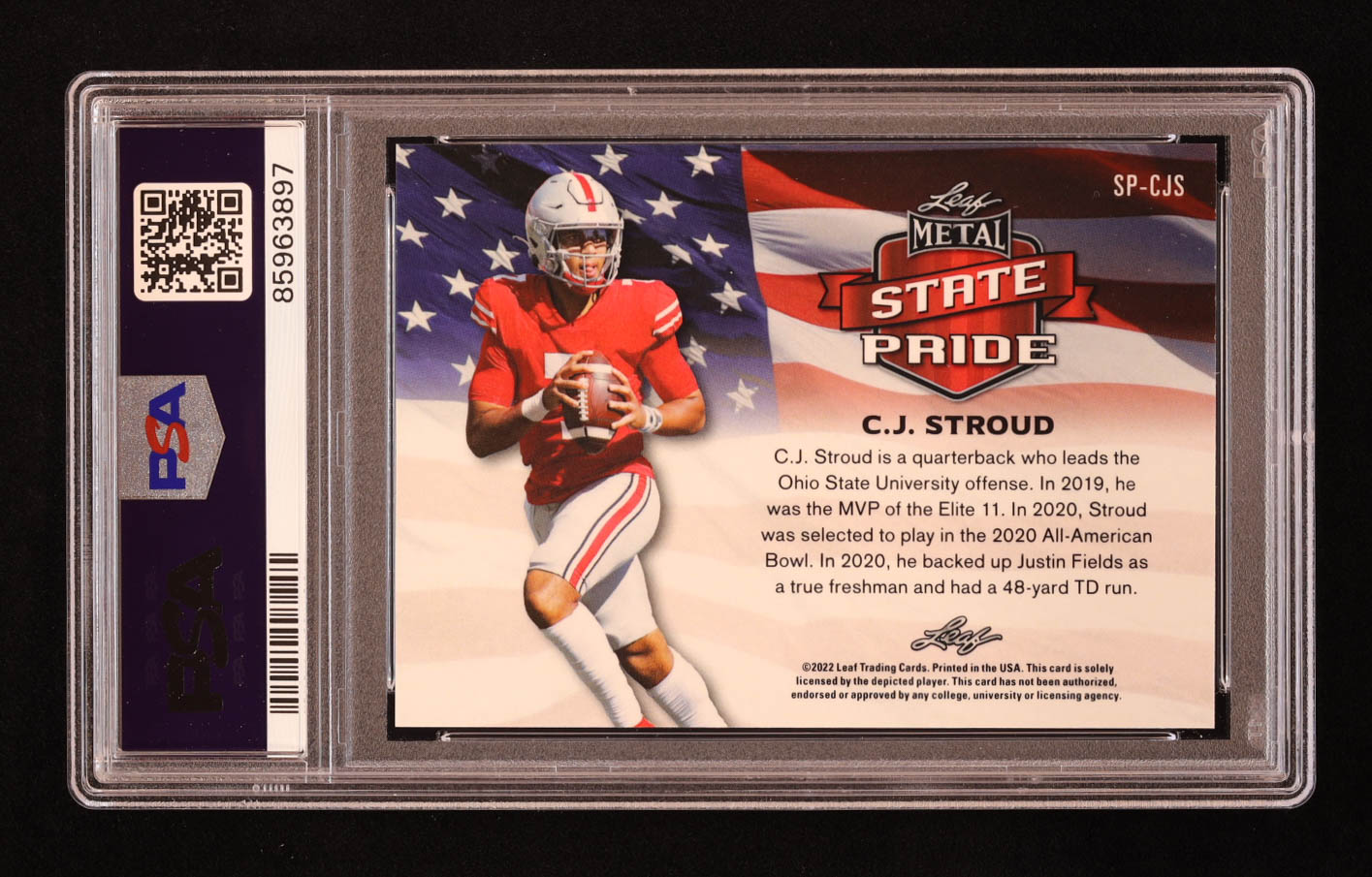 C.J. Stroud 2022 Leaf Draft and Prospects Metal State Pride Wave #SPCJS RC (PSA 10) at PristineAuction.com C.J. Stroud 2022 Leaf Draft and Prospects Metal State Pride Wave #SPCJS RC (PSA 10) at PristineAuction.com
