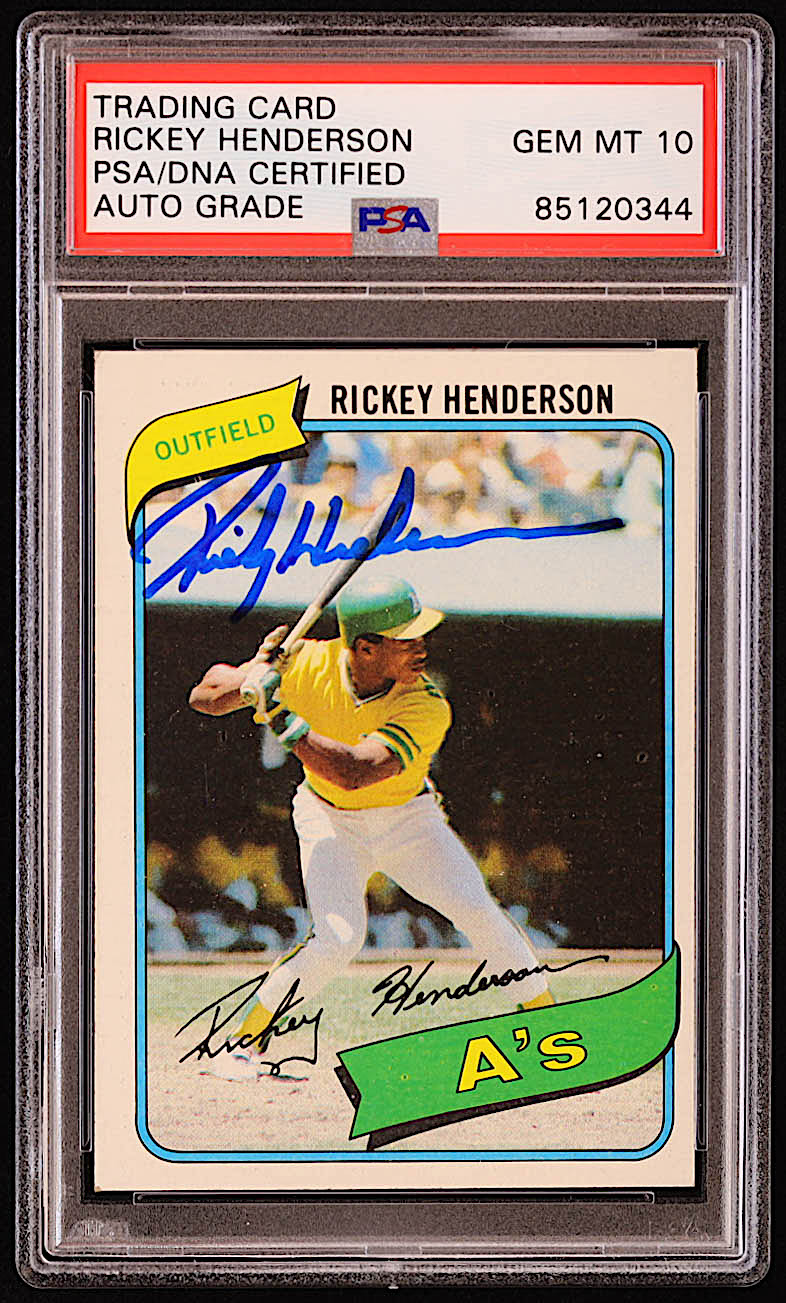 Rickey Henderson Signed 1980 Topps #482 RC (PSA | Autograph Graded 10) at PristineAuction.com Rickey Henderson Signed 1980 Topps #482 RC (PSA | Autograph Graded 10) at PristineAuction.com