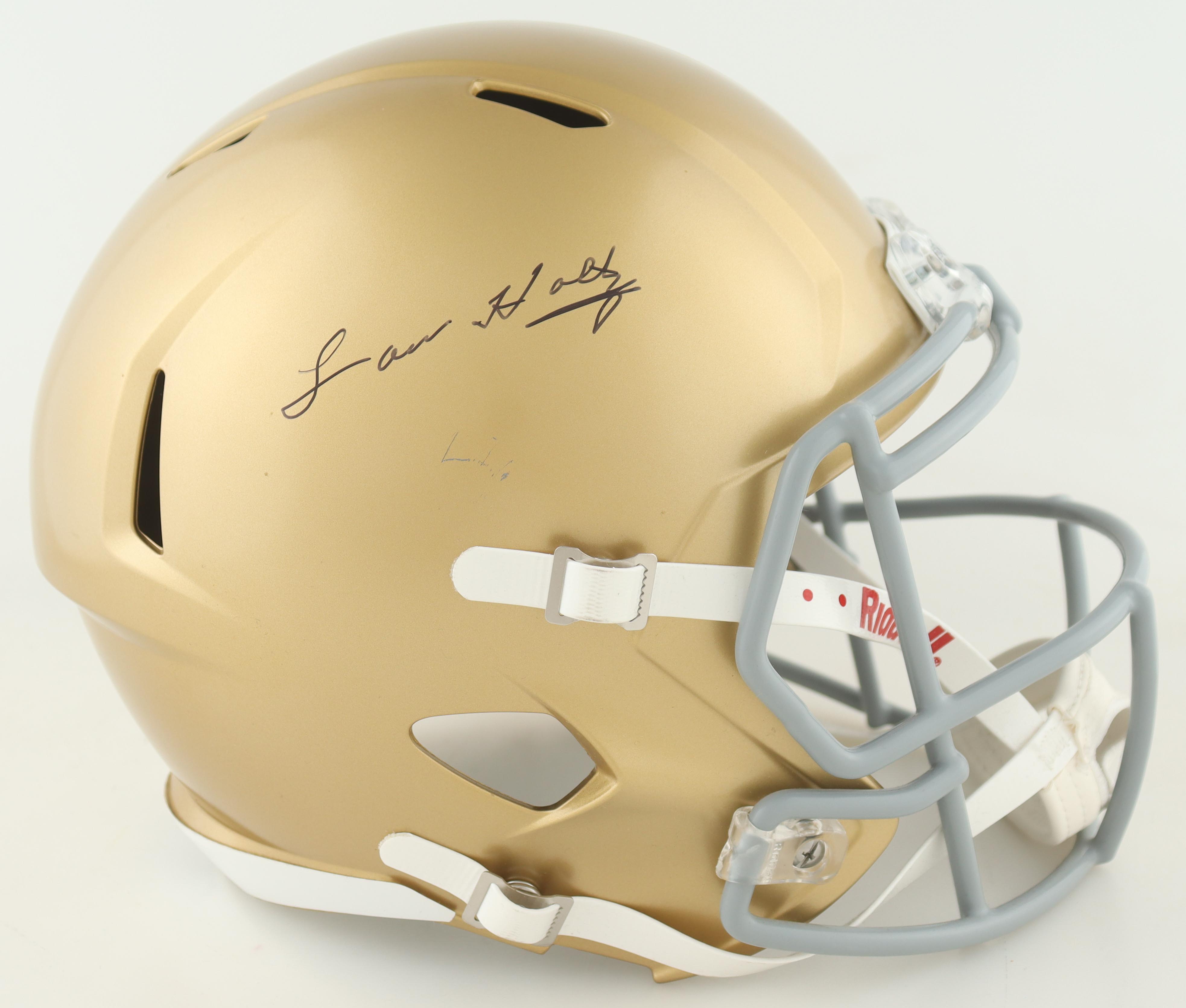 Lou Holtz Signed Notre Dame FIghting Irish Full-Size Helmet (Steiner & Palm Beach) at PristineAuction.com Lou Holtz Signed Notre Dame FIghting Irish Full-Size Helmet (Steiner & Palm Beach) at PristineAuction.com