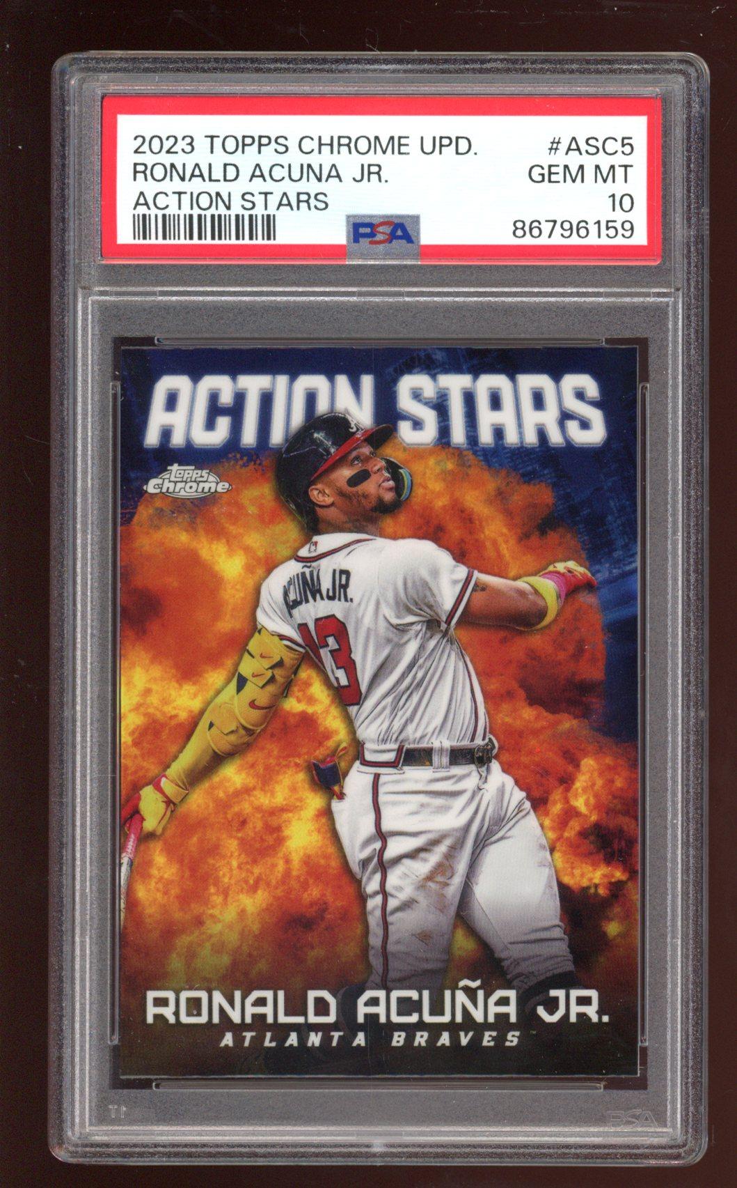Ronald Acuna Jr. 2023 Topps Chrome Update Action Stars #ASC5 (PSA 10) at PristineAuction.com Ronald Acuna Jr. 2023 Topps Chrome Update Action Stars #ASC5 (PSA 10) at PristineAuction.com
