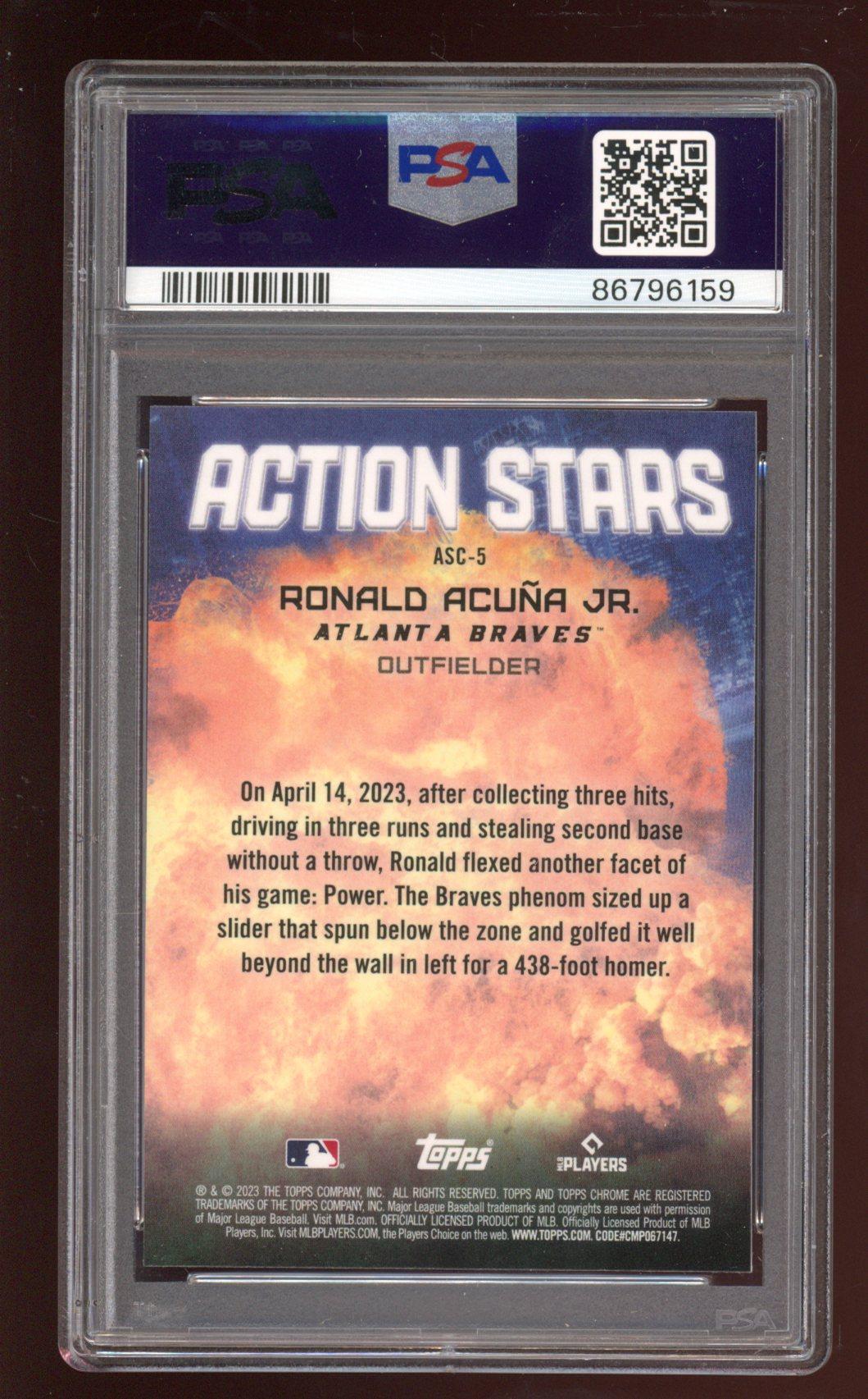 Ronald Acuna Jr. 2023 Topps Chrome Update Action Stars #ASC5 (PSA 10) at PristineAuction.com Ronald Acuna Jr. 2023 Topps Chrome Update Action Stars #ASC5 (PSA 10) at PristineAuction.com